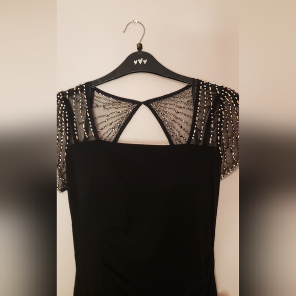 NWT Black Betsy &  Adam maxi dress with beaded sleeves retail $380 - Picture 9 of 11